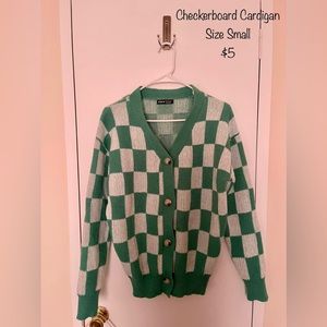 Checkered Print Cardigan